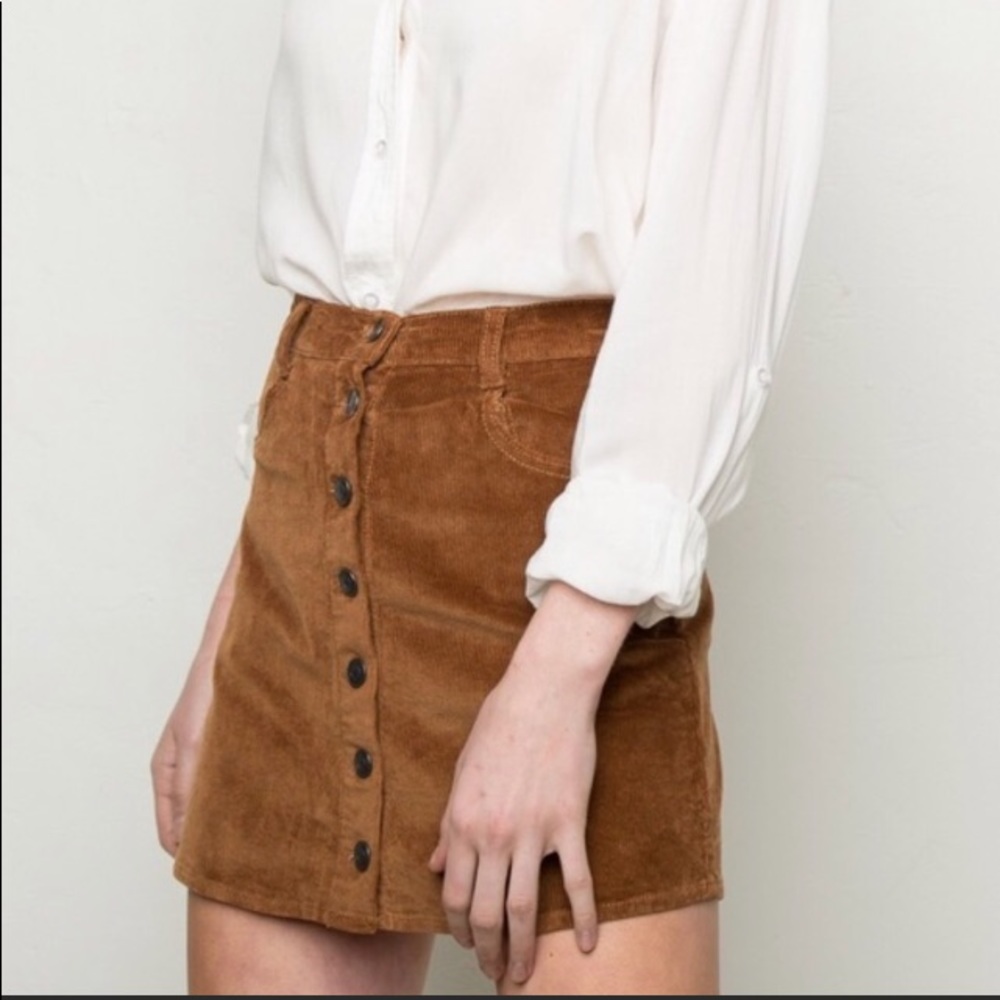 Brandy Melville Button Front Velvet Skirt